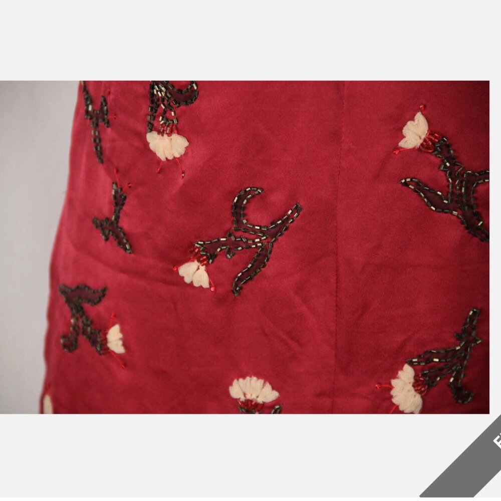 Authentic Prada Red Silk Sleeveless Dress with Beading IT Size 40 - Picture 2 of 5